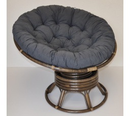 Ratanový papasan houpací hnědý polstr tmavě šedý melír