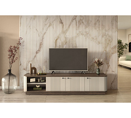 VESPER RTV 187 3D - cashmere mdf / orzech / czarne uchwyty / cokół