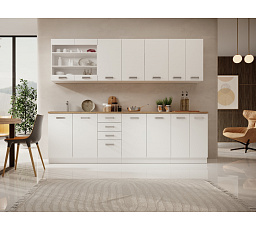 Konyhabútor BUBBLE 260 Fehér + Lancelot Tölgy