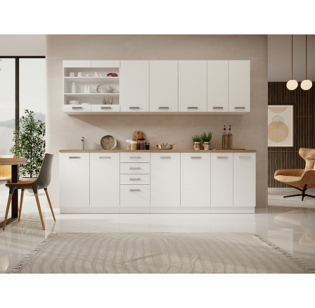 Konyhabútor BUBBLE 260 Fehér + Lancelot Tölgy