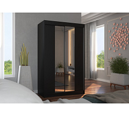 Tolóajtós szekrény tükörrel MARVIN 120 Fekete+Fekete