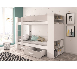 Kétszemélyes emeletes ágy GARET 180x80 Fehér+Szürke
