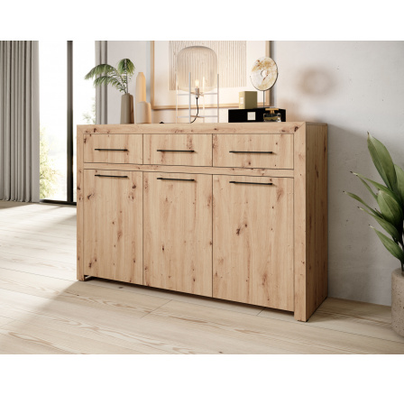 Háromajtós JANEZ komód Artisan+Fekete