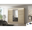 Tolóajtós szekrény tükörrel és LED világítással DENIS 250 Sonoma+Sonoma