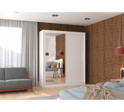 Tolóajtós szekrény tükörrel TOM 180 Fehér+Fehér