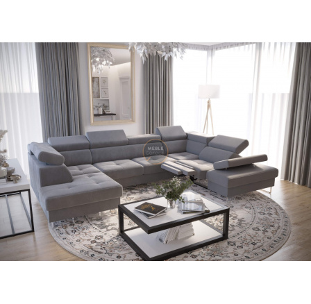 NAROŻNIK GALAXY MAX II RELAX Z FUNKCJĄ SPANIA 215x350x170 - Odcienie szarości , prawa