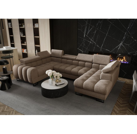 NAROŻNIK ROZKŁADANY ASPEN MAX II 195x350x170 CM - lewa , Odcienie beżu