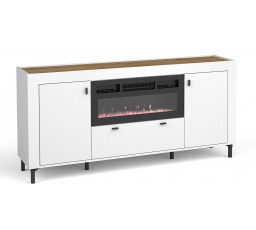 MOSSA MO7 komód kandallóval, Whisky Tölgy/Fehér Matt