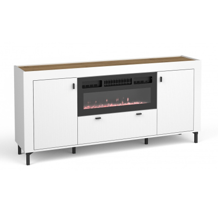 MOSSA MO7 komód kandallóval, Whisky Tölgy/Fehér Matt