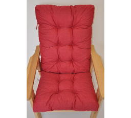 Polstr na zahradní křeslo vysoké široké - látka vínový melír