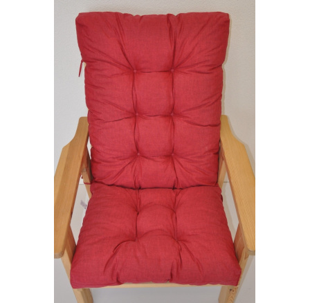 Polstr na zahradní křeslo vysoké široké - látka vínový melír