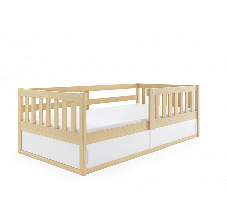 Łóżko pojedyńcze dla dzieci Smart, w kolorze sosnowym, z materacem 80 x 160