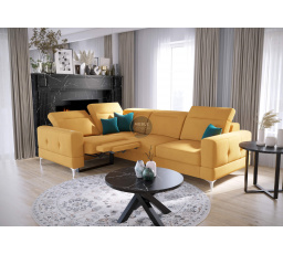 NAROŻNIK MALIBU RELAX Z FUNKCJĄ SPANIA 185x250 CM - lewa , Odcienie żółtego