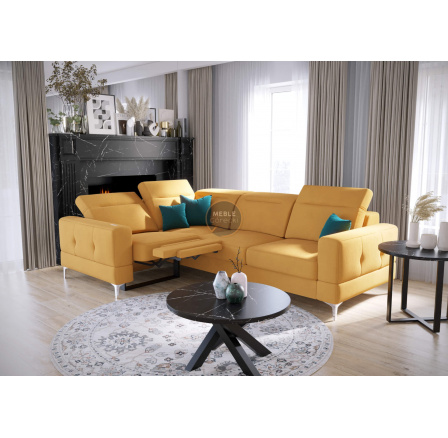 NAROŻNIK MALIBU RELAX Z FUNKCJĄ SPANIA 185x250 CM - lewa , Odcienie żółtego