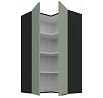 Horní rohová skříňka ARIA - 60x60 GN-108 2F (90°), Černá/Aquamarine