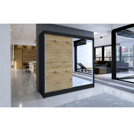 Šatní skříň TAISA I 180, Černá/ Dub artisan