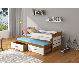 TIARRO kétszemélyes ágy korláttal 200x90 Tölgy+Fehér