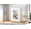 Tolóajtós szekrény tükörrel és LED világítással DORRIGO 150 Fehér+Fehér