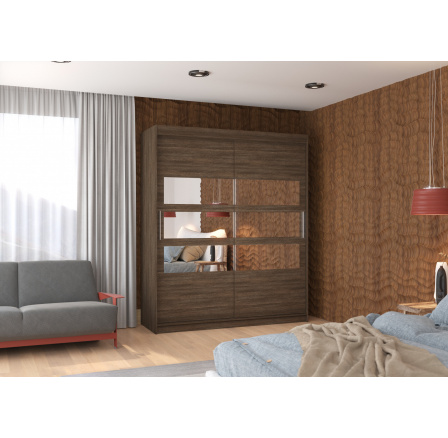 Tolóajtós szekrény tükörrel TOLEDO 180 Choco+Choco