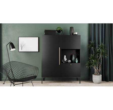 Lanzzi 120 Witryna Czarny Mat/Czarny Mat Czarny Mat 120x150