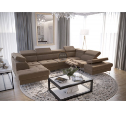 NAROŻNIK GALAXY MAX II RELAX Z FUNKCJĄ SPANIA 215x350x170 - Odcienie beżu , prawa