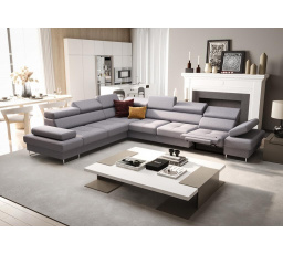 NAROŻNIK Z FUNKCJĄ SPANIA I RELAX GALAXY MAX 350x280 CM - Odcienie szarości , lewa