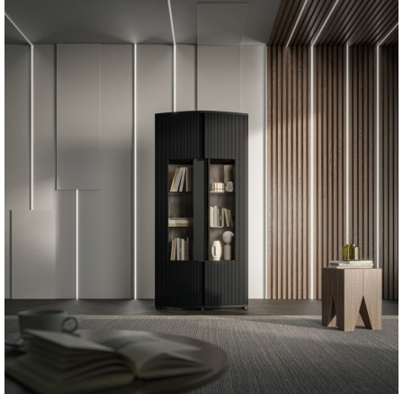 MICHELLE 2D vitrin, fekete/viking tölgy