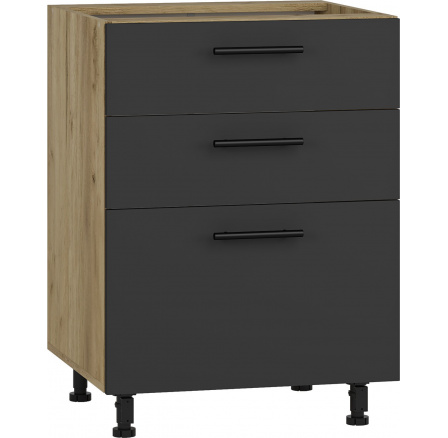 VENTO D3S-60/82 alsó konyhaszekrény, antracit tölgy