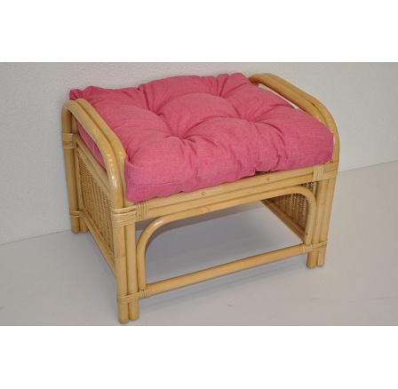 Oliver mézszínű rattan zsámoly málna melírozott párnával Oliver mézszínű rattan zsámoly málna melírozott párnával