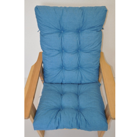 Polstr na zahradní křeslo vysoké široké - látka tyrkysovy melír