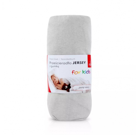 Prześcieradło dziecięce JERSEY jasnoszare - 80 x 180