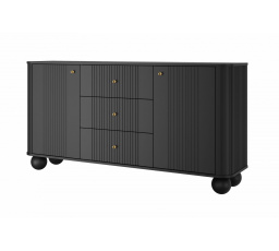 Komoda z szufladami Vesper 160 cm - czarny / złote uchwyty / nogi kule
