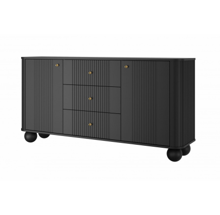 Komoda z szufladami Vesper 160 cm - czarny / złote uchwyty / nogi kule