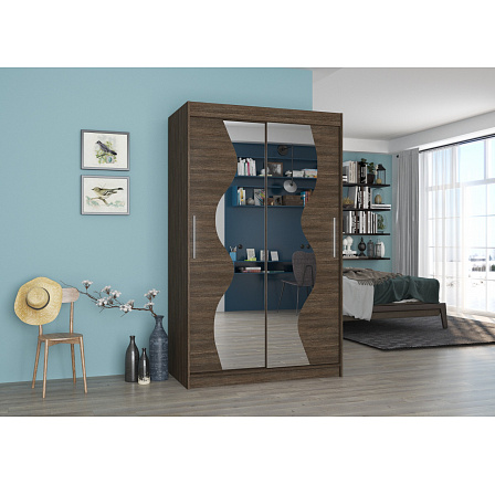 Tolóajtós szekrény tükörrel OSWALD 120 Choco+Choco