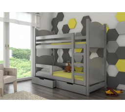 Kétszemélyes emeletes ágy matracokkal MARABA Gray