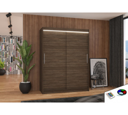 Tolóajtós szekrény LED világítással DENVER 150 Choco+Choco