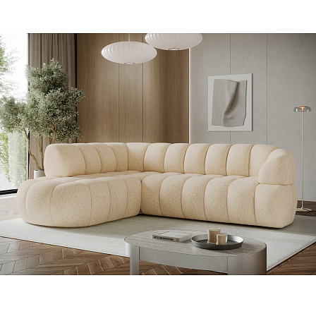 Tontano corner sofa with sleeping function and electrically extendable seat, light beige chenille, left-hand side Kendell 18 183x77 Left