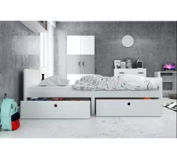 ŁÓŻKO MŁODZIEŻOWE AREK PARTEROWE RAMA BIAŁY SZUFLADA BIAŁY 80 X 200 KPL