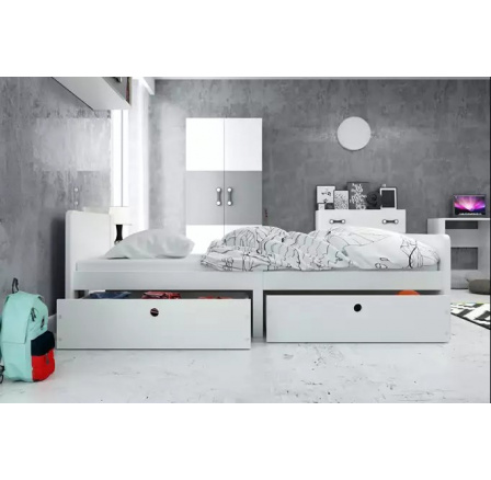 ŁÓŻKO MŁODZIEŻOWE AREK PARTEROWE RAMA BIAŁY SZUFLADA BIAŁY 80 X 200 KPL