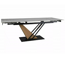 GENESIS étkezőasztal 160, Fehér márvány hatás/Tölgy/Fekete matt