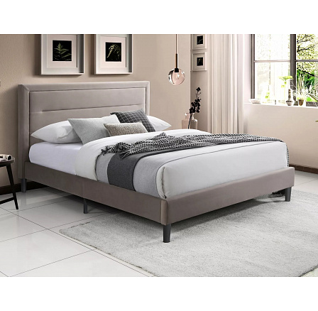 MALAGA VELVET ágy, 140x200 cm, Sötét bézs Bluvel 40/Fekete