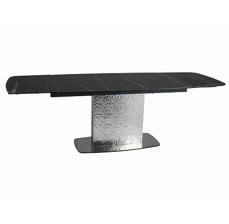 MONCLER CERAMIC étkezőasztal, Sahara Noir fekete matt/Rozsdamentes acél