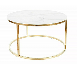 SABINE konferencia asztal, fehér márványhatással/arany