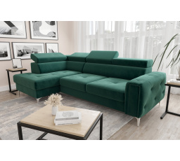 NAROŻNIK Z FUNKCJĄ SPANIA ORION 165X255 - Odcienie zieleni , lewa