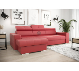 NAROŻNIK MARGO 160x250 SKÓRA NATURALNA - lewa , Skóra czerwona - K-55