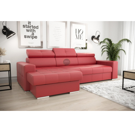 NAROŻNIK MARGO 160x250 SKÓRA NATURALNA - lewa , Skóra czerwona - K-55