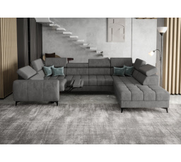 NAROŻNIK ROZKŁADANY PORTO MAX I RELAX 225X350X193 CM - prawa , Odcienie szarości