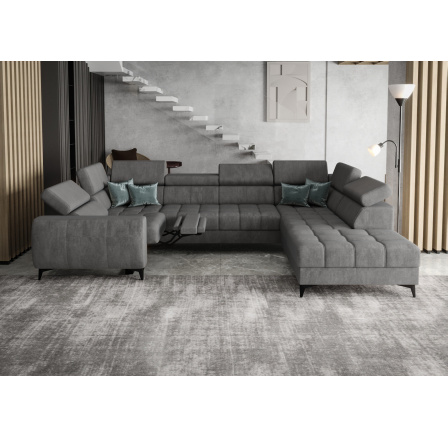 NAROŻNIK ROZKŁADANY PORTO MAX I RELAX 225X350X193 CM - prawa , Odcienie szarości