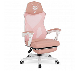 Fotel Obrotowy BING Gamingowy z Podnóżkiem Różowy/Biały