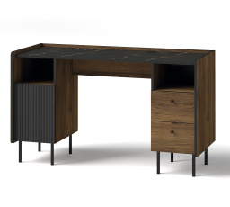 PRESTIGO íróasztal - P9, Warmia dió/San Sebastian/Fekete matt